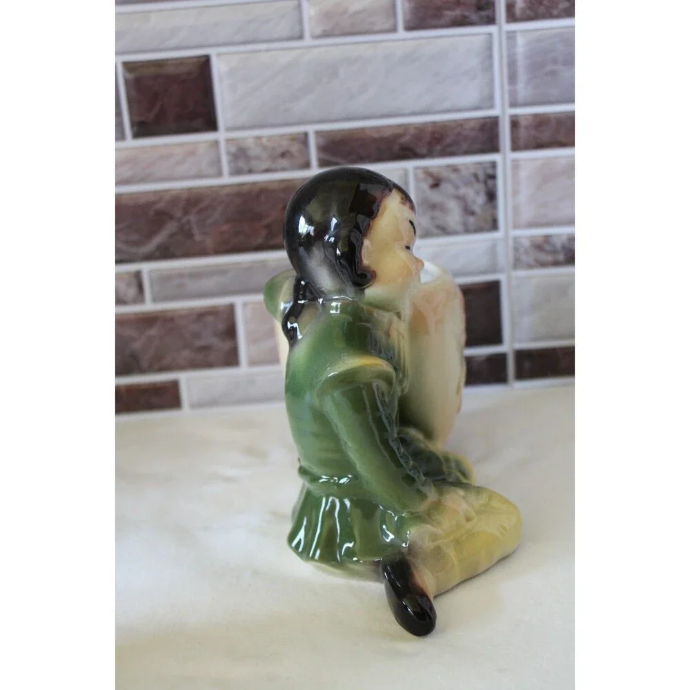 Vintage Royal Copley Art Pottery Asian Girl Planter Chinese Oriental Vase 1950's